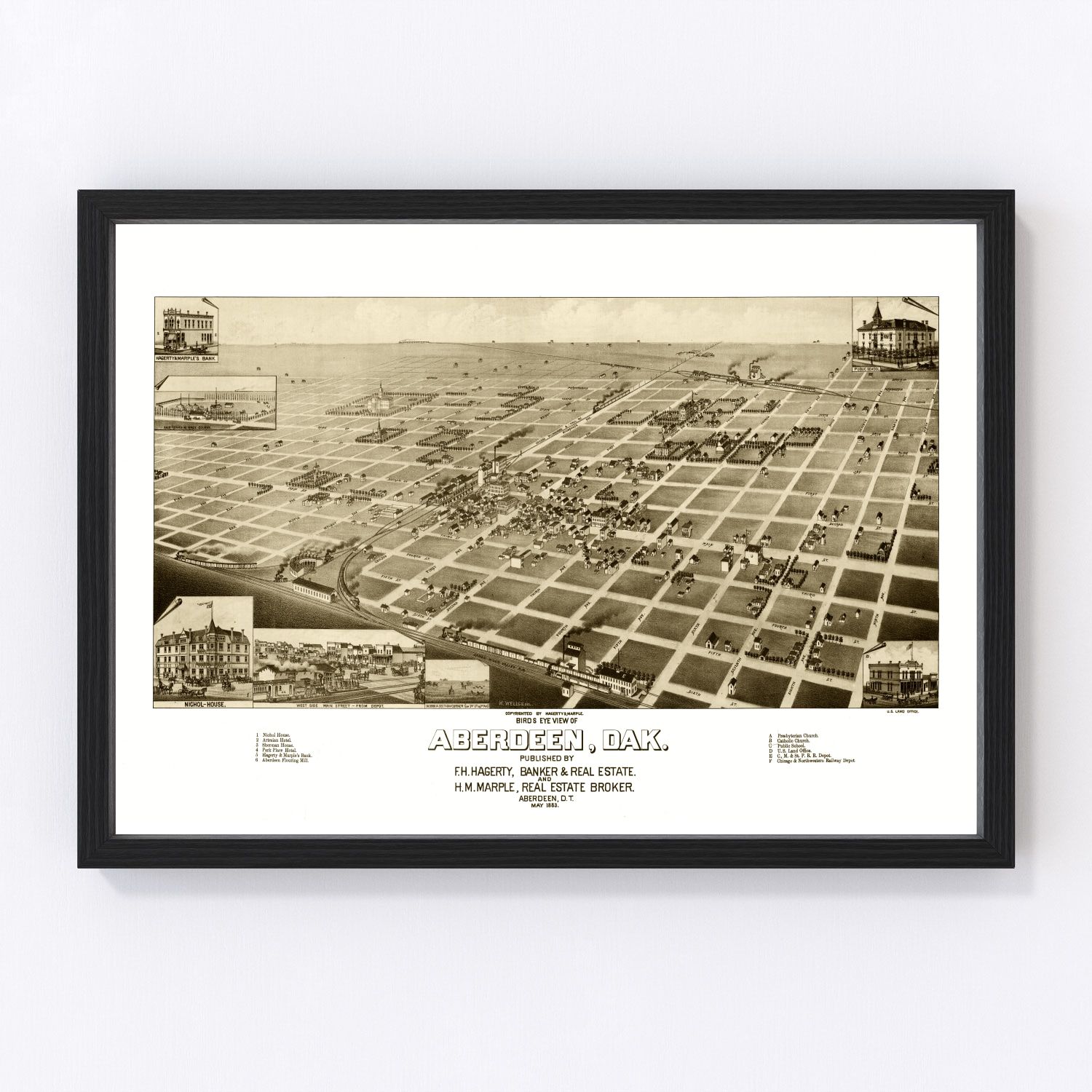 Aberdeen Vintage Map 1883