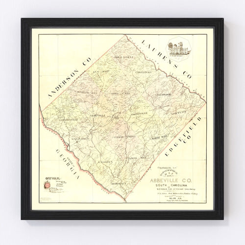 Abbeville County Vintage Map 1895