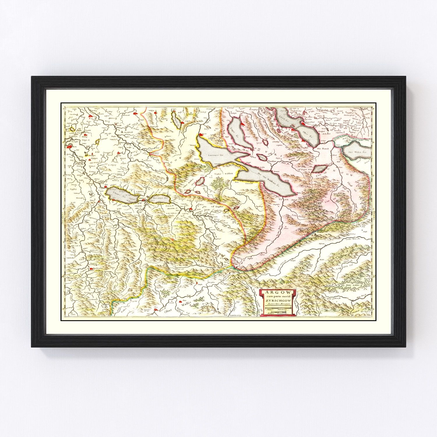 Aargau And Zurich Switzerland Vintage Map 1665